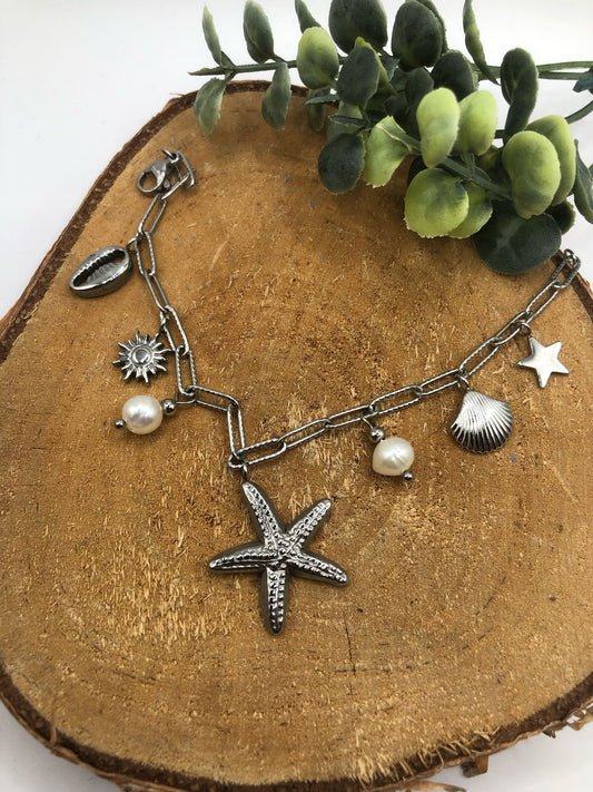 Zilveren Zeecharme Armband