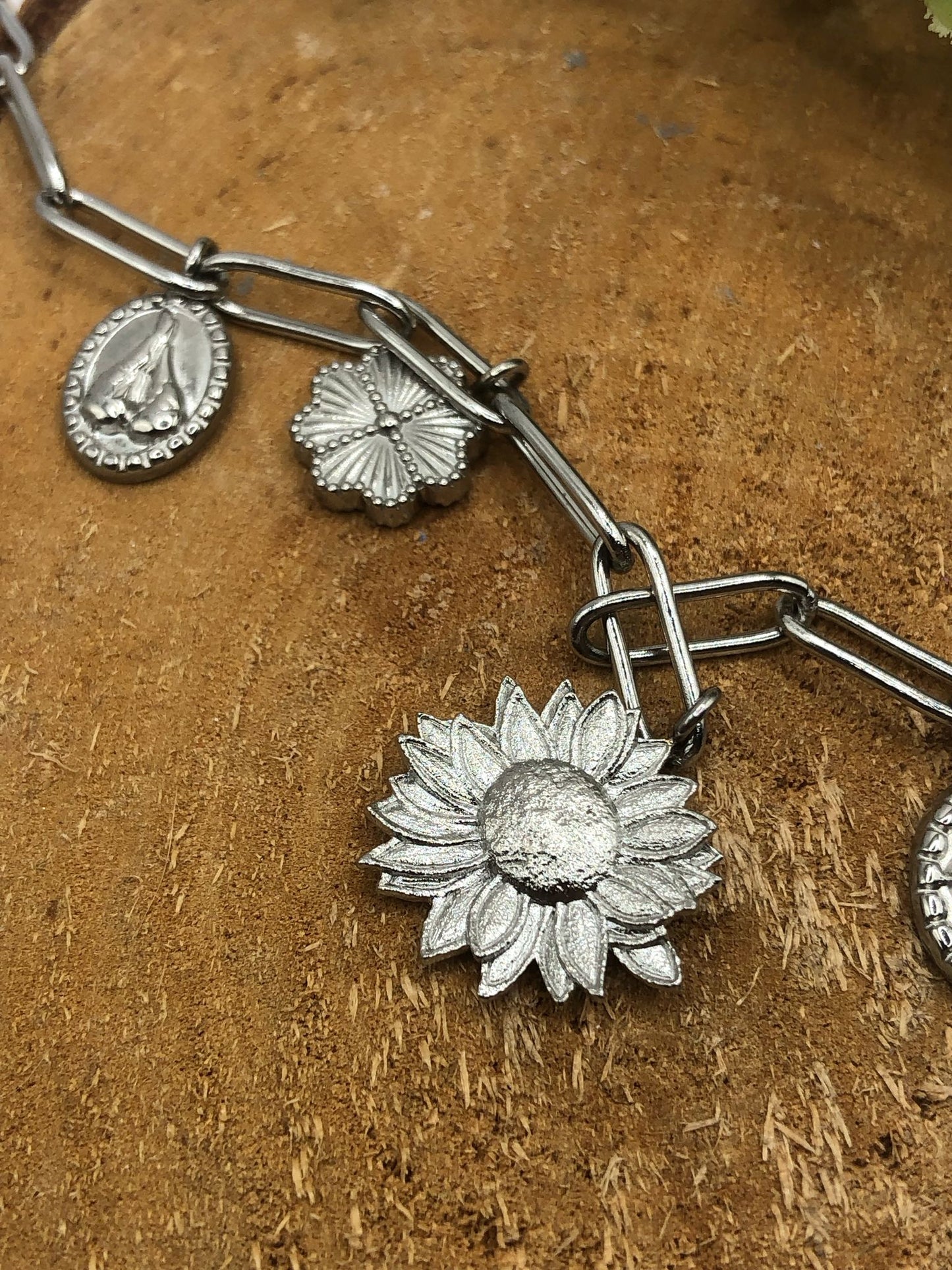 Zonnebloem Charm Armband - Zilver
